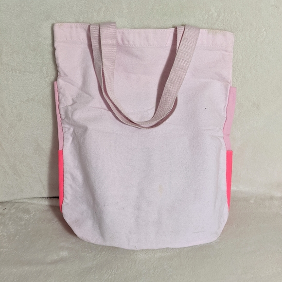 Victoria’s Secret Pink Canvas Tote Beach Bag Medium with Labeled Outer Pockets - Picture 2 of 12